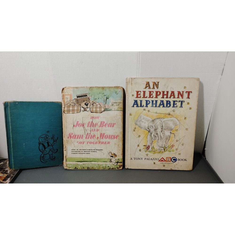 Mixed Vintage Childrens Books Set 3 Elephant Alphabet Joe the Bear Space Cat